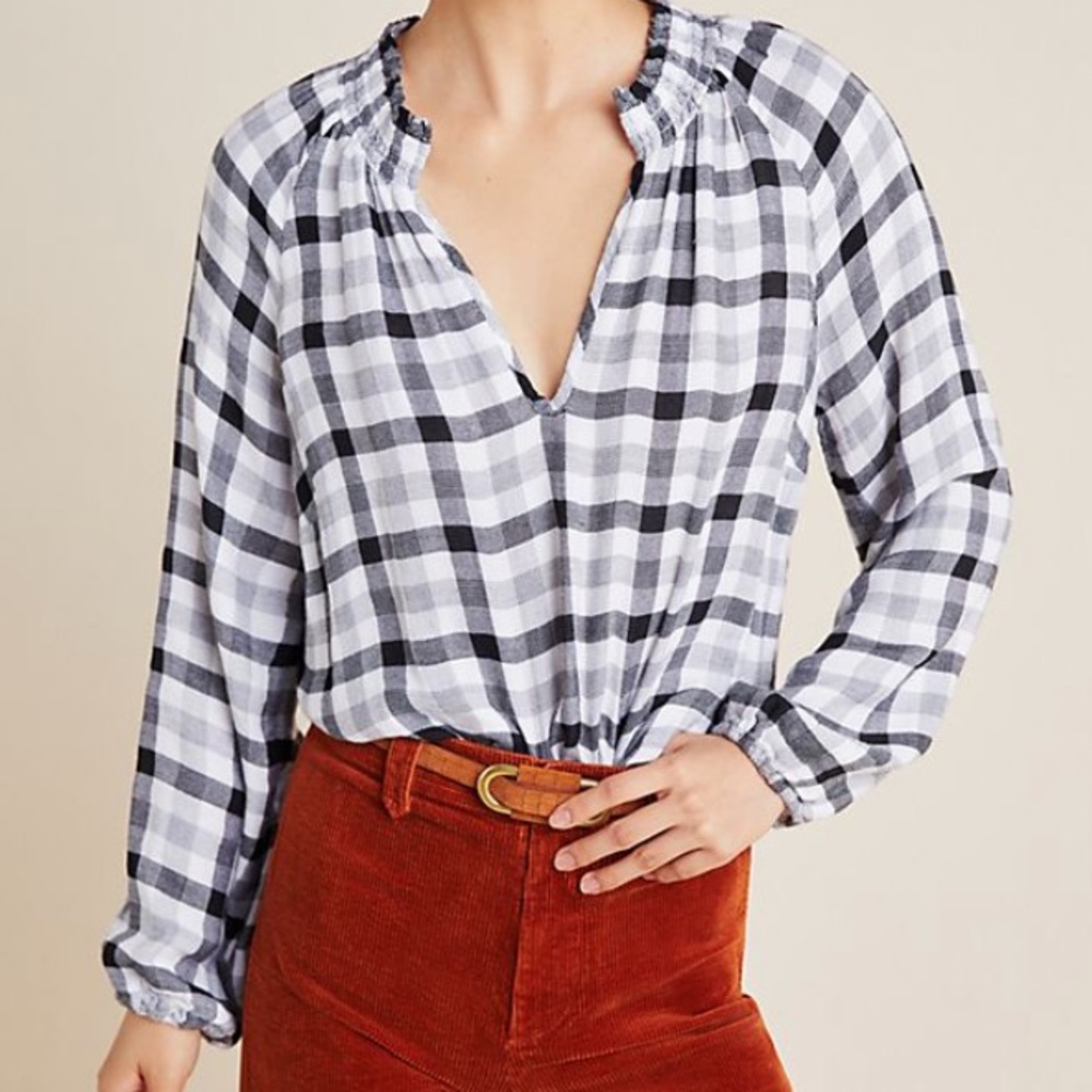 NWT Cloth & Stone Plaid Blouse